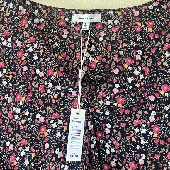 NWT Max Studio Floral Long Sleeve Blouse - Picture 5 of 6
